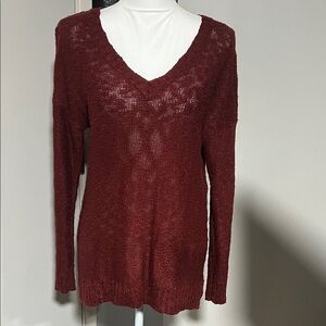 Charlotte Russe Burgundy V-Neck Sweater